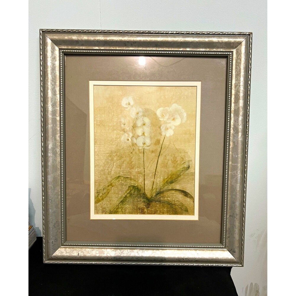 Dayton Hudson Framed Vertical Floral Print "Narcissus & Orchid" by Cheri Blum